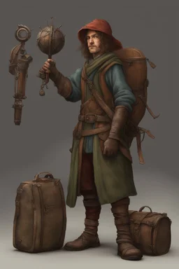 Fantasy Medieval Traveler with gear