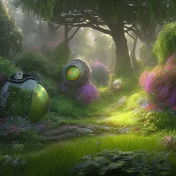 pixar style, volumetric summer garden environment and background, realistic painting of debris ufo, looking excited, volumetric lighting, dramatic lighting, detailed digital painting, extreme dense and fine fur, anime, ornate, colour-washed colors, elegant, small minutiae, tiny features, particulars, centered, smooth, sharp focus, renderman gofur render, 8k, uhd, detailed eyes, realistic shaded volumetric lighting, sunlight caustics, backlight, centered camera view