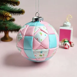 boule de Noël en tissu matelassé ,pastel, polaroid