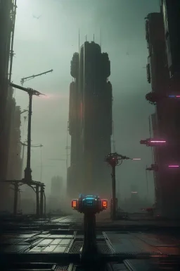 Beautiful portrait of black post-apocalypse robots in a cyberpunk city, sci-fi fantasy style, 8k,dark