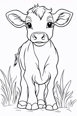 coloring page for kids, CALF, thick outline, low details, no shading, no color