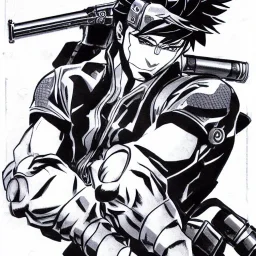 Solid Snake, in Style of Jojo's Bizarre Adventure, Manga Drawing, by Hirohiko Araki