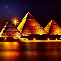 Egyptian city, digital art, breathtaking, golden ratio, extremely detailed, hyper-detailed, establishing shot, hyperrealistic, cinematic lighting,