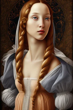 portrait of a renaissance woman full body botticelli style on a white background