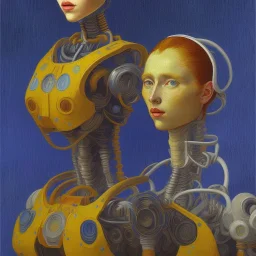 Portrait de femme robot par van gogh couleurs très vives