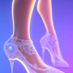 cinderellas high heel crystal glass shoes ,magical, snow, sharp, intricate ornate, elegant, highly detailed, transparent, artstation, concept art, smooth, sharp focus, illustration, 8k,epic fantasy, iridescent accents