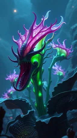 "3D HR Complex Unique and Beautiful Bioluminescent Carnivorous Plants, a breathtaking frontier fantasy artwork by Android Jones, Jean Baptiste monge, Alberto Seveso, Erin Hanson, Jeremy Mann. Minimalist highly detailed and complex professional_photography, masterpieces, 8k resolution concept art, Artstation, tricolor, Unreal Engine 5, cgsociety" Highly detailed ArtStation Concept Art Clear Focus Smooth cinematic 4K epic Details Serious Stoic ARTgerm AN's mature art. Bosch painting style,Busch