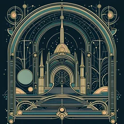 art nouveau styled minimalistic outer space