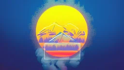 subject=(yeti), background=(mountains, alberta, forest fires, burning), time=(sunset), style=(vaporwave), effect=(smoke, plumes)