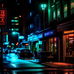 jazz vibes, city at night, lonely, dark colours