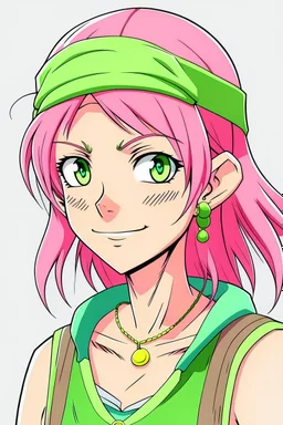 one piece style mullet girl pink green character