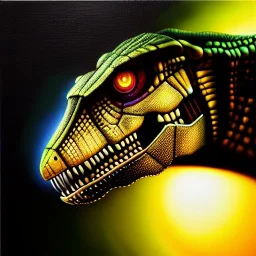 ultra detailed fullbody Portrait in oil on canvas of T-REX a Decepticon , extremely detailed digital painting,intrincate, extremely detailed face,crystal clear Big Glowing eyes, mystical colors , perfectly centered image, perfect composition, rim light, beautiful lighting, 8k, stunning scene,extremely sharp detail, finely tuned detail, ultra high definition raytracing, in the style of robert e howard and pablo oliveira and Ken Kelley and Ohrai Noriyoshi and Simon Bisley and tomzj1