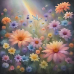 "Luminary Gardens" Flowers, rainbow colors, delicate, soft