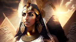 Yasmine Aker as Isis, Egyptian Sky Goddess, photoreal with scientific detail