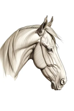 Wooden Horses head in profile, pencil sketch,
