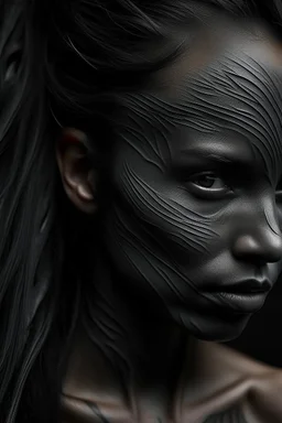 Hyper Realistic Aerial Grungy Dark-Grey Brush strokes on a dark rustic background with charcoals