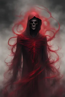 As this enigmatic figure commands attention, the background is shrouded in ominous wisps of mist that coil and writhe, casting an ethereal ambiance that amplifies the impending dread. In the palette of monochromatic dreams, minimalist strokes of crimson red pulse like veins of eerie life, a macabre heartbeat coursing through the very essence of the spectral reaper. 'Crimson Reckoning' invites you into a haunting dreamscape, where each crimson stroke is a note in the reaper's haunting symphony.