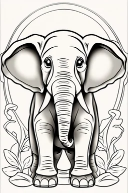 coloring page for kids, elephant, thick outline, low details, no shading, no color