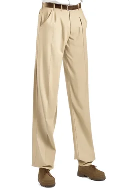 Man's wide leg beige bombazine trousers