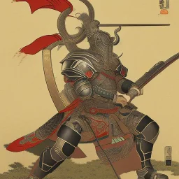 Ukiyo-e Style , Male Samuri in armour