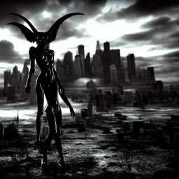 A portrait post-apocalypse of Baphomet ,sin city,sci-fi fantasy style, volumetric lighting, particales,highly detailed,cinamatic,8k,3D,fire -black deep colours,ignore NSFW , realistic, sharp,ethereal , transgender ,beauty , ghost , spirit ,cooking, paranormal,sky,clouds,universe,hell,demon, exorcism , pyramid ,