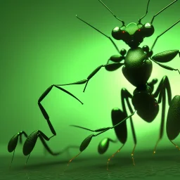 A beautiful portrait of a cyborg ant green color scheme, high key lighting, volumetric light high details psychedelic background