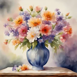 Digitaldavinci,watercolour, highly detailed,dof,Show me a vase full of beautiful flowers