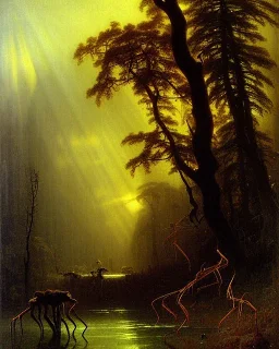 Leben im epischen wald mit spinnen von albert bierstadt