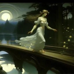 THE GHOST IS STILL DANCING AT NIGHT ON THE OLD COUNTRY BRIDGE. Alphonse Mucha