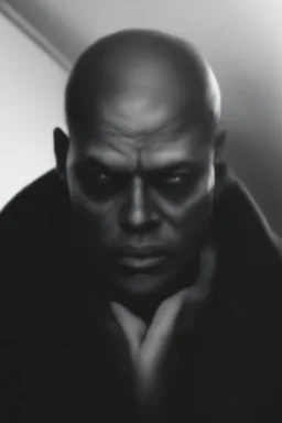 A native Indian chef, they but a fabric on his eye so he can not see and his arms are Handcuffed. looks miserable with bruises on his face like he has been beating sitting on a broken chair in a prison with dem light and dark prison environments , Busch painting style , sureal