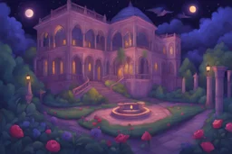 at night in the garden of the Palace of Good and Evil by artist "Tittynope"