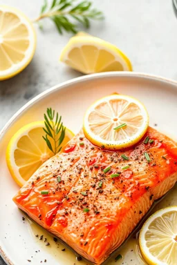 salmon dish with lemon