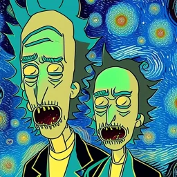 rick and morty by van gogh