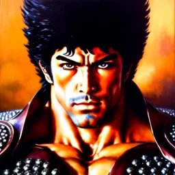 portrait of 'Kenshiro-Fist of the North Star',ancient metal armor , painting by gaston bussiere, greg rutkowski, yoji shinkawa, yoshitaka amano, tsutomu nihei, donato giancola, tim hildebrandt, oil on canvas, cinematic composition, extreme detail,fit full head inside picture,16k