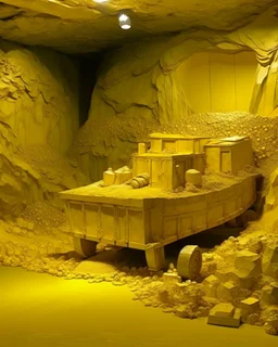 A yellow underground mine with gold painted by Qiu Ying