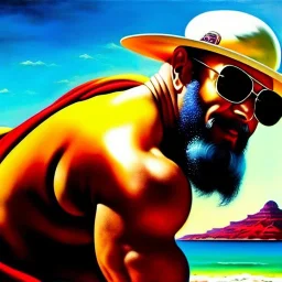 Drawing of 'Master Roshi',painting by Earl Norem, simon Bisley,frazetta,Howard,西嘛哒, evan lee, Vallejo,kelly oil on canvas, cinematic composition, extreme detail,fit full body inside picture,8k