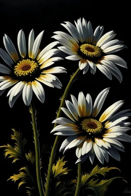 black small daisy flower painting