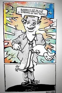 Blasphemy is what an old dogma screams at a new truth; Keith Haring