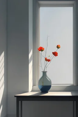 minimalist painting aesthetic a window, Flower in Vase