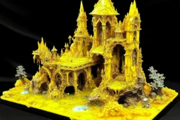 Yellow heavenly ruins filled with crystals painted by Zosan