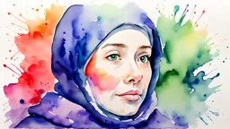 watercolor painting. CCU. serum. Patient. Hospital. Hospitalization. Hijab