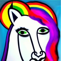 portrait of unicorn Picasso style