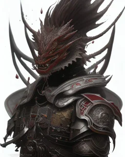 Detailed anime boy, dark brown hair, black and red dragon scale armour, intricate details, full body portrait, keep head in frame, slight smile, black Japanese motif, concept art, highly detailed, digital painting, concept art, sharp focus, illustration, art by Yoji Shinkawa, WLOP and greg rutkowski and alphonse mucha and artgerm and yanjun Chen and Junji ito and Makoto Shinkai, HDR, octane render