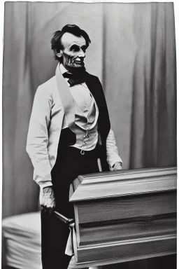 Abraham Lincoln opening a coffin vintage photography, beautiful, Tumblr aesthetic, retro vintage style, HD photography, hyperrealism