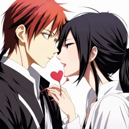 Kurosaki Ichigo and Kuchiki Rukia from Bleach kissing