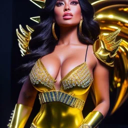 Ultra detailed fullbody Portrait in oil on canvas of busty Ophiuchus Shaina with Gold armor -Saint seya,extremely detailed digital painting,ultrarealistic skin,intense stare, extremely detailed face, crystal clear eyes, mystical colors ,perfectly centered image, perfect composition, rim light, beautiful lighting,masterpiece ,8k, stunning scene, raytracing, anatomically correct, in the style of Simon Bisley and Ohrai Noriyoshi and robert e howard and Steve Jung and Wizyakuza and uncannykn