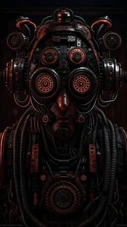 portrait of a rusian evil cyberpunk robot made of rusty clocks,dark styled, dramatic,extremely detailed, trending on artstation, cinematic view, beautiful composition, ambient light, fog, phenomenal photography, wide angle, 8k, epic, photorealism,ray tracing,sharp focus,depth of field