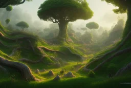 lush farmland outside a beautiful elven city made of white marble, anime, lush trees, a fantasy digital painting by greg rutkowski and james gurney, trending on artstation, highly detailed