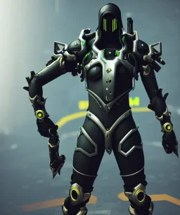 cyber ninja, black metal armor, futuristic suit, imperious, 8k resolution, overwatch, genji