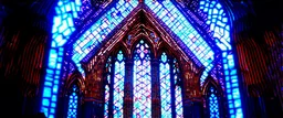 Cyberpunk cathedral, glitchy stained glass flickering with code, corrupted light rays, VHS interference, analogue distortion --ar 9:16 --draft
